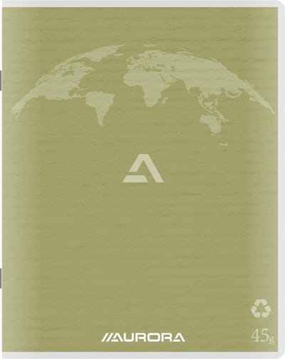 Aurora Writing 45 kladschrift uit gerecycleerd papier, 200 bladzijden, gelijnd, mosgroen