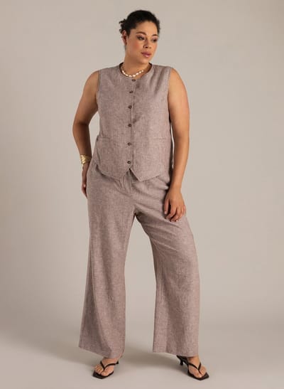 YEST CURVE Natascha Bottoms - Coffee Brown/Off Whi - maat 0(46)