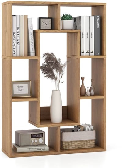 JOYNEXTBUY - Open Boekenkast met Geometrisch Design - Opbergkast - Displayrek - Voor Woonkamer, Slaapkamer en Kantoor - Naturel