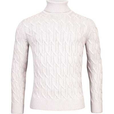 Thomas Maine Trui High Neck Allover Cable Knit Licht Grijs / male