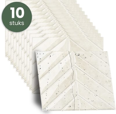 STACK® Plaktegels - 10 Stuks - Visgraat Tegel - Grijs/Beige - 29 x 23 cm - Zelfklevende Tegels & Tegelstickers - Plak Tegels - Wandtegel Stickers & Zelfklevende Wandtegels - Keuken & Badkamer Tegels - 3D Muurstickers
