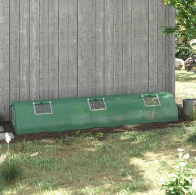 MEUNIQ kweektunnel 300 x 80 x 45 cm met PE folie, 4 mesh vensters en stalen frame, mini tunnelkas voor buiten en plantenkweek in groen