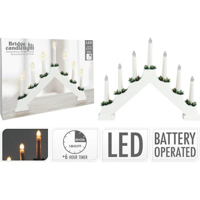 Ambiance - Kaarsenbrug - met - 7 - LED's - wit