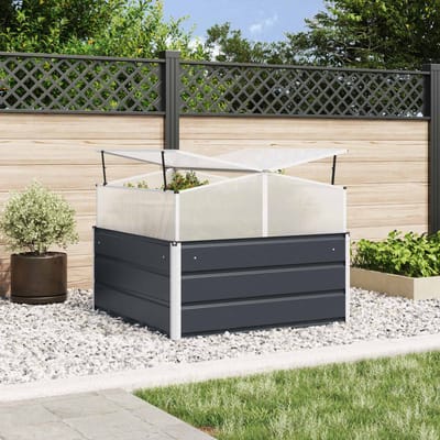 vidaXL - Plantenbak - Antraciet - 100 - x - 100 - x - 77 - cm - Gegalvaniseerd - staal