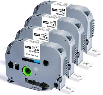 Compatibele TZe-231 Labels - 4 Stuks voor Brother P-touch - Hoge Kwaliteit, Duurzaam en Waterbestendig