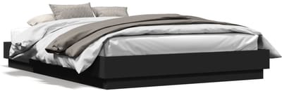 Vloerbed – Laag Bedframe – Minimalistisch Design – Stevig en Comfortabel – Geschikt voor Elke Slaapkamer - 160 x 200 cm (B x L) - Zwart