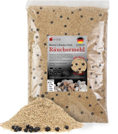 Rookmeel beuk met jeneverbes fijn 0,5–1 mm 1 kg voor rookoven en smoker