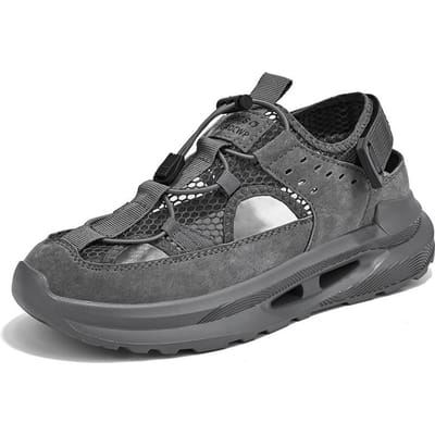 Sandalen Voor Mannen Rubberen Schoenen Sport Man Zomer Sandalen Leer Italiaanse Heren Strand Tennis Yzy Mode Uitgesneden Veterschoenen Slippers 46 gray