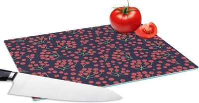 Glazen Snijplank - 28x20 - Patronen - Bessen - Rood - Snijplanken Glas