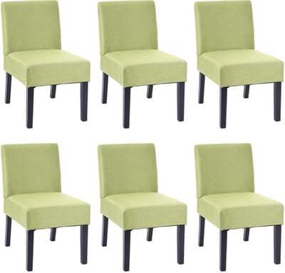 Set van 6 eetkamerstoel MCW-F61, stoel loungestoel, stof/textiel ~ groen