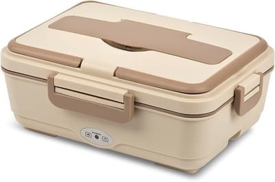 REN® Elektrische Lunchbox - Lunchbox Elektrisch - Broodtrommel Elektrisch - 1L - Beige/Bruin - 26cm x 19cm x 10cm