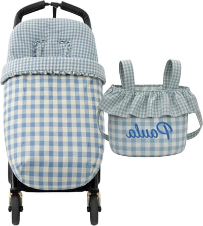 Voetenzak en tas - Kinderwagen set - Comfortabel reizen - Gepersonaliseerd met naam - 43 x 34 x 10 cm