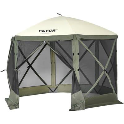 Tente Gazebo Pop-Up Tente Moustiquaire Pop-Up Auvent 6 Côtés Abri Solaire Vert