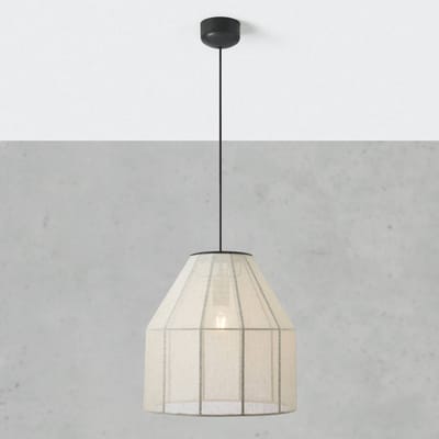 Markslöjd Hanglamp Aiko, beige/zwart, Ø 37 cm, stof/metaal