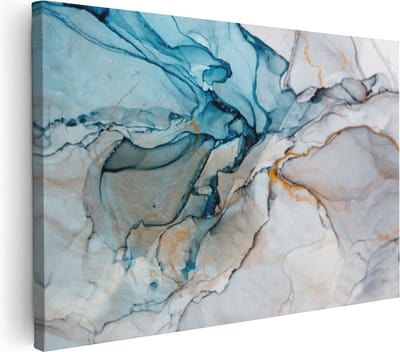 Artaza Canvas Schilderij Abstract - 90x60 cm - Wanddecoratie Marmer - Muurdecoratie Woonkamer - Schilderijen Op Canvas Turquoise