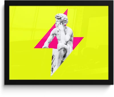Poster in lijst - Fotolijst 40x30 cm - Posters - Beeld - Man - Bliksemschicht - Geel - Posterlijst zwart - Decoratie - Wanddecoratie woonkamer - Muurdecoratie slaapkamer