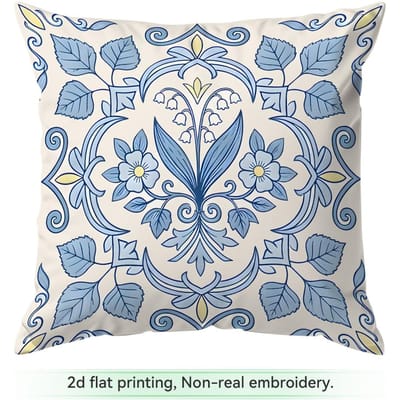 1 stuks Marokkaans Blauw Tegelontwerp Kussens Kussensloop Polyester Kussenhoes Sierkussen Kussenhoes Huis Auto Sofa Decor 45x45cm
