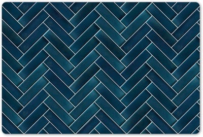 Placemats 45x30 cm - Placemat kunststof - 1 stuk - Visgraatmotief - Tegels - Diepblauw - Borden onderleggers - Decoratie voor op tafel - Keuken tafeldecoratie accessoires - Vinyl onderlegger - Tafelversiering