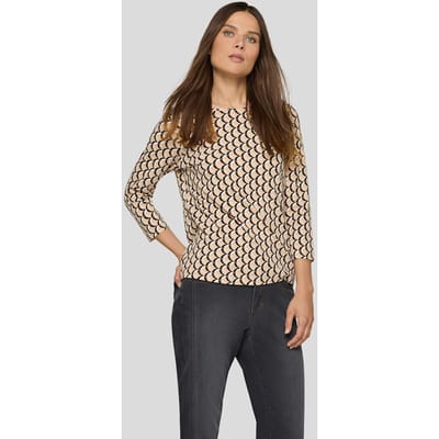 Jersey shirt met een grafische print - beige / zwart / gebroken wit - Gr. 40 van Goldner Fashion
