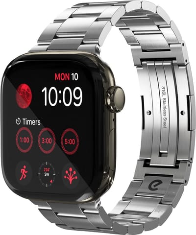 KeyBudz Spectra Horlogeband (44-49mm) – Eén Klik Sluiting – Aanpasbare Pasvorm zonder Gereedschap – 316L Roestvrij Staal voor Duurzaamheid - Grijs