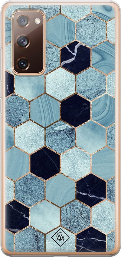 Casimoda® hoesje - Geschikt voor Samsung S20 FE - Blue Cubes - Backcover - Siliconen/TPU - Blauw