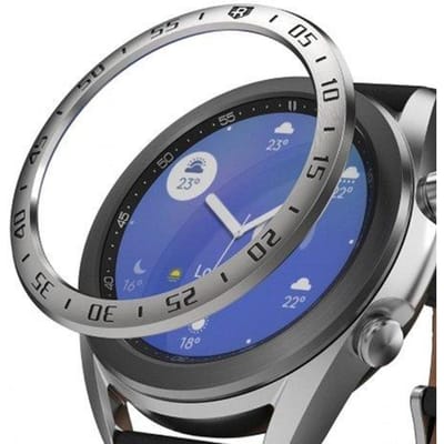 Bague de protection Rinke Bezel pour tachymètre pour Samsung Galaxy Watch 3 41mm Argent 01