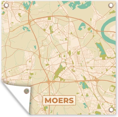 Tuin poster Stadskaart - Moers - Plattegrond - Vintage - Kaart - 200x200 cm - Tuindoek