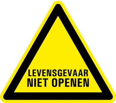 Waarschuwingsbord voor levensgevaar niet openen - kunststof 100 mm