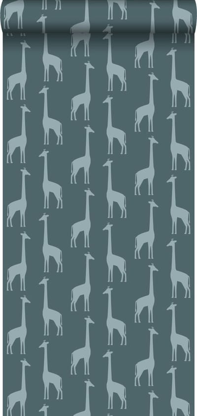 ESTAhome behang giraffen vergrijsd donker blauw - 53 cm x 10.05 m - 139061