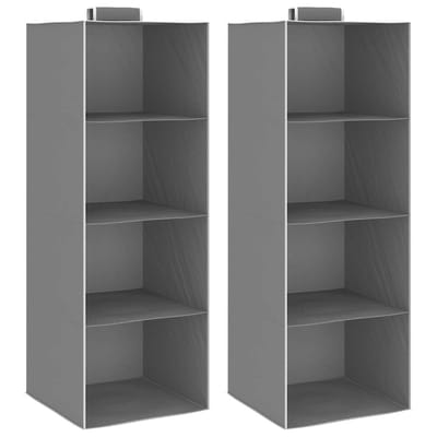 vidaXL - Kledingorganisers - hangend - 2 - st - met - 4 - schappen - stof