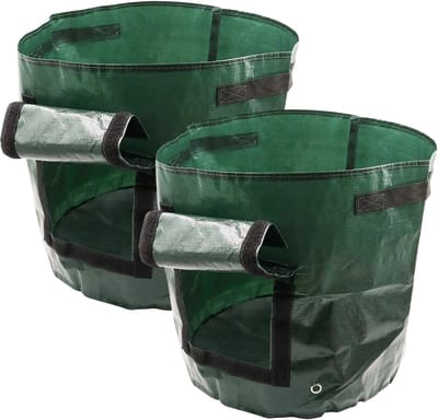 longziming Set van 2 Groeizakken - Kweekzak - 10 Gallon - 35X45cm - Polyethyleen - Met Handvatten - Tuin Groentezakken - voor aardappelen,groenten,planten