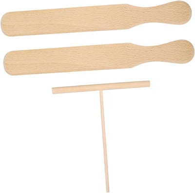 Houten Pannenkoek Spatels - Crepe Spreader Set - Pannenkoeken Bakken - Ergonomisch Ontwerp - 30CM - Khaki