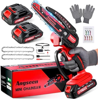 Draadloze Mini Kettingzaag 6 inch - Lichtgewicht Accukettingzaag met 2 Accu's en Veiligheidsslot