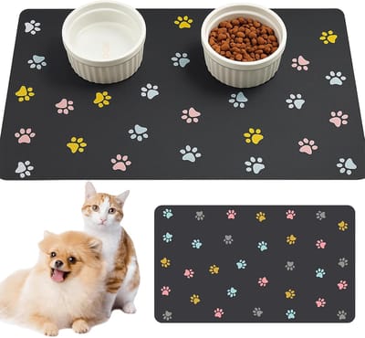 Famanu – Voerbakmat voor honden - waterdichte voermatten - siliconen huisdiermat - absorberend - sneldrogend - kattenmat voor huisdieren - voor konijnen - hamsters en andere dieren (50 x 30 cm)
