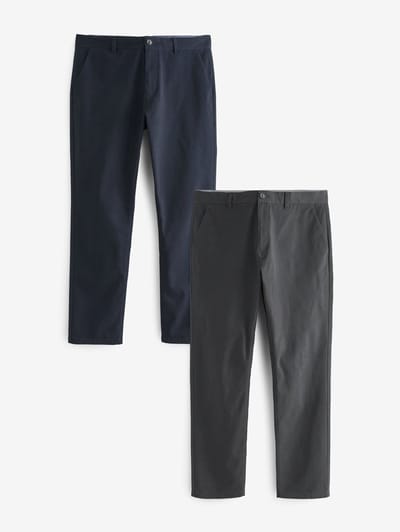 Next - Heren - Slim Fit - Stretch chino's verpakking van 2 - Blauw