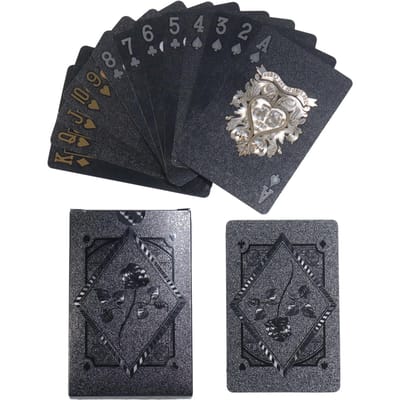 Coole Zwarte Aluminiumfolie Speelkaarten Zwarte Parel Spel Speelkaarten Waterbestendige Speelkaarten Zwarte Roos Schedel Kaartspel