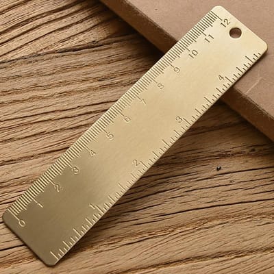 1 règle droite vintage en laiton, créative et portable, en métal, pour étudiants, papeterie scolaire, outil de mesure, fournitures de bureau 12cm Ruler or