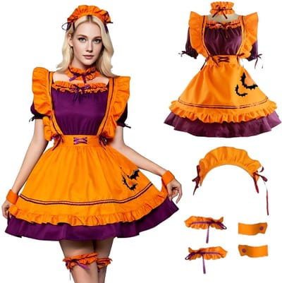 Dailygoods- Maid Kostuum Halloween - Anime/Cosplay - Vloeiende Rok - Maat M/L/XL/2XL/3XL - Hoofdband - Ademend Polyester