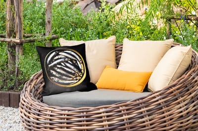 Tuinkussen - Sardines - Vissen - Rond - Zwart - 40x40 cm - Weerbestendig