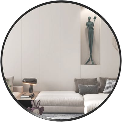 HOMCOM Wall Mirror Aluminiumlegierung, Glas 61L x 1B x 61H cm Schwarz