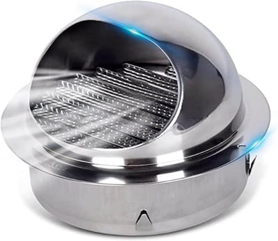 Uitlaatrooster RVS - Lamellenkap Ventilatie - Luchtstroom Beveiligen - Weerbestendig Ingebouwd Scherm - Diverse Maten - Zilver