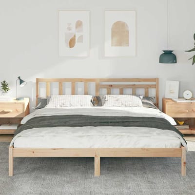 vidaXL - Bedframe - met - hoofdeinde - Bruin - 180 - x - 200 - cm - Massief - grenenhout