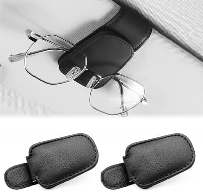 2-delige auto zonnebrilhouder - brillenhouder - magnetische zonnebrilhouder en tickethouder - autobrilhouder - autozonneklepaccessoires - geschikt voor verschillende brillenmaten - Draagbare brillenmonturen