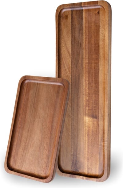 House of Husk Acacia Serveerplank Set - Serveerschalen - Serveerborden - Tapasborden - Snackbord - Acacia Hout - Set van 2