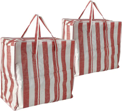 Opbergtas met Rits 80L – 2 Stuks Grote Opbergtassen voor Dekbedden, Kleding & Kerstboom – Big Shopper XL – Verhuis Opbergtas