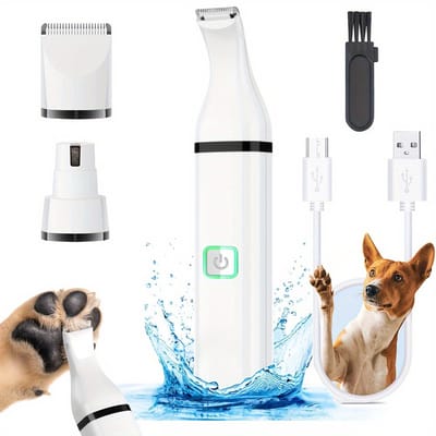 Potentrimmer voor honden, met dubbele messen, 2 versnellingen, tondeuse voor hondenpoten, stille hondentondeuse, geschikt voor poten, ogen, oren, gezicht en lichaam (wit)