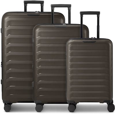 d & n Toronto 4 wielen Kofferset 3-delig met uitbreidingsplooi - Harde bagage - TSA slot - mocha brown