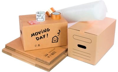 Verhuisdozen Set - Verhuisbenodigdheden Pakket - Verhuizen Opslag Transport - Met Handvatten Inclusief Bescherming - 50x30x30cm 43x30x25cm