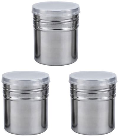 3 stuks poedersuiker strooier set – roestvrijstalen fijne zeef shaker voor bloem, kaneel, cacao, bakpoeder en kruiden – keuken bakhulpmiddel