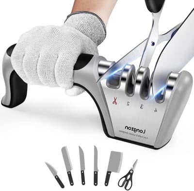 Professionele Messen Slijper - 4 in 1 - Met Anti-snij Handschoen - Voor Keuken- en Scharen